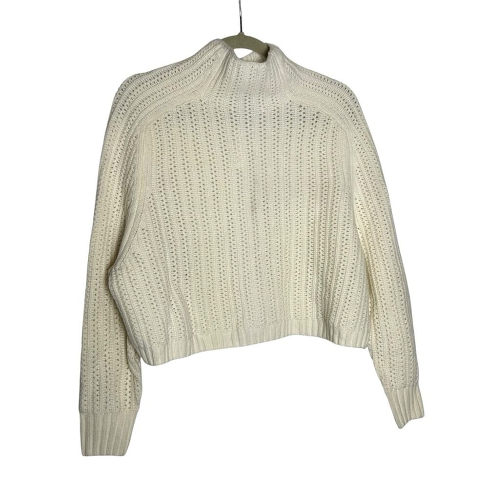 NWT Madewell Ivory Pointelle-Stitch Mockneck Sweater Size‎ XXS